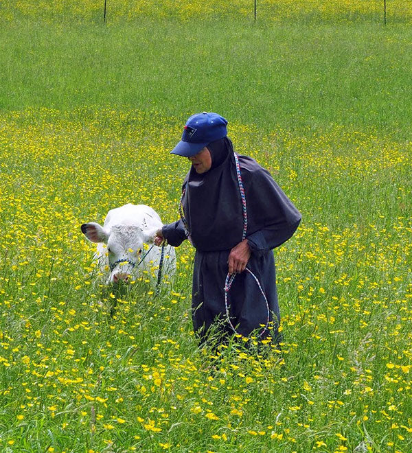 Mother Katherine and cow